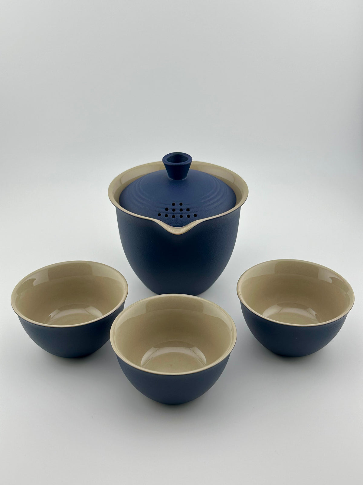 Portable Ceramic Tea Set, Kung Fu Tea Set, 1 Tea Pot with 3 Teacups and Bag