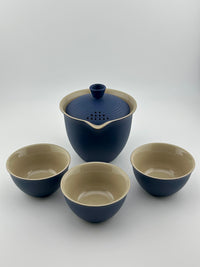 Portable Ceramic Tea Set, Kung Fu Tea Set, 1 Tea Pot with 3 Teacups and Bag