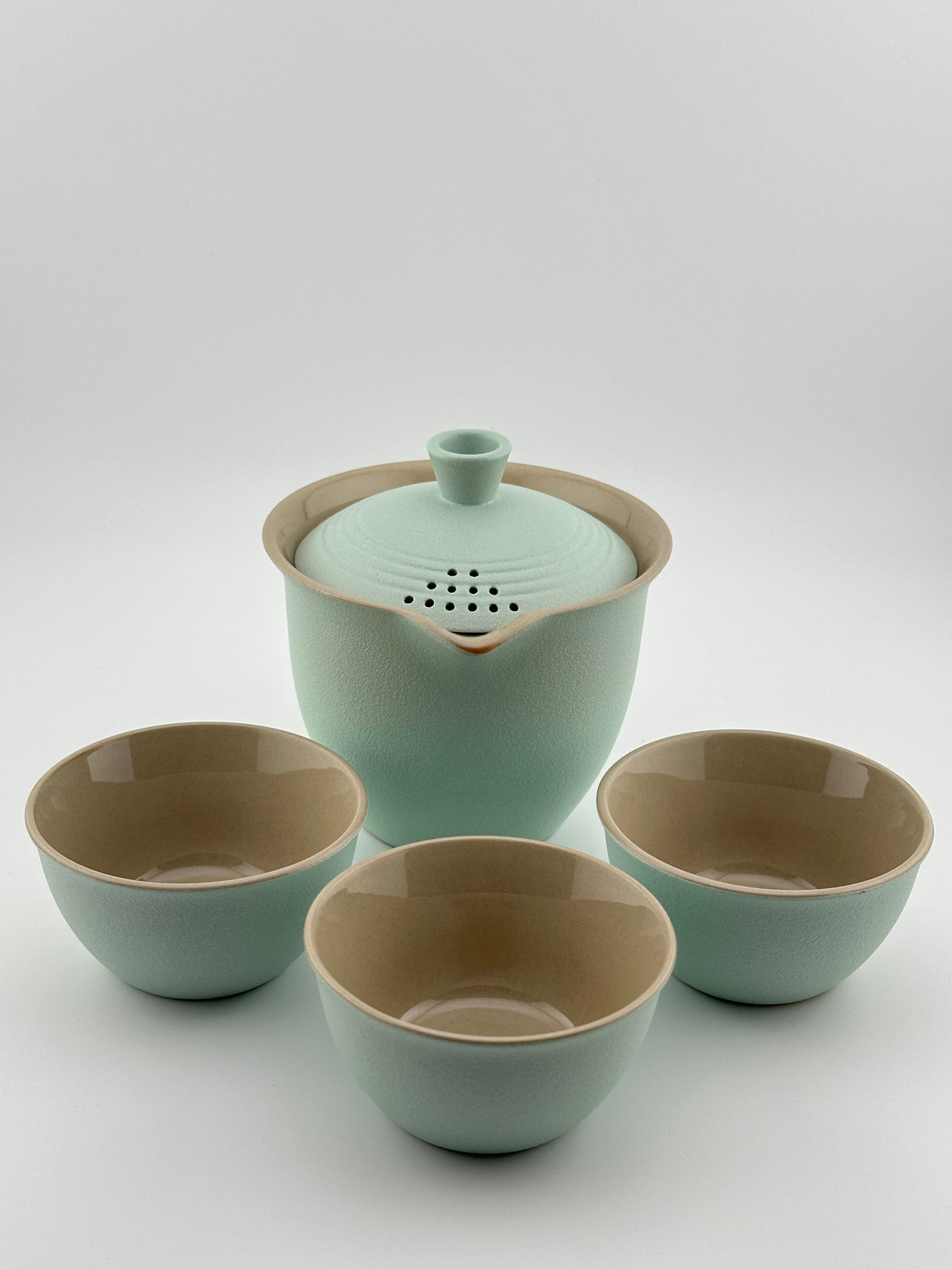 Portable Ceramic Tea Set, Kung Fu Tea Set, 1 Tea Pot with 3 Teacups and Bag
