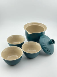 Portable Ceramic Tea Set, Kung Fu Tea Set, 1 Tea Pot with 3 Teacups and Bag