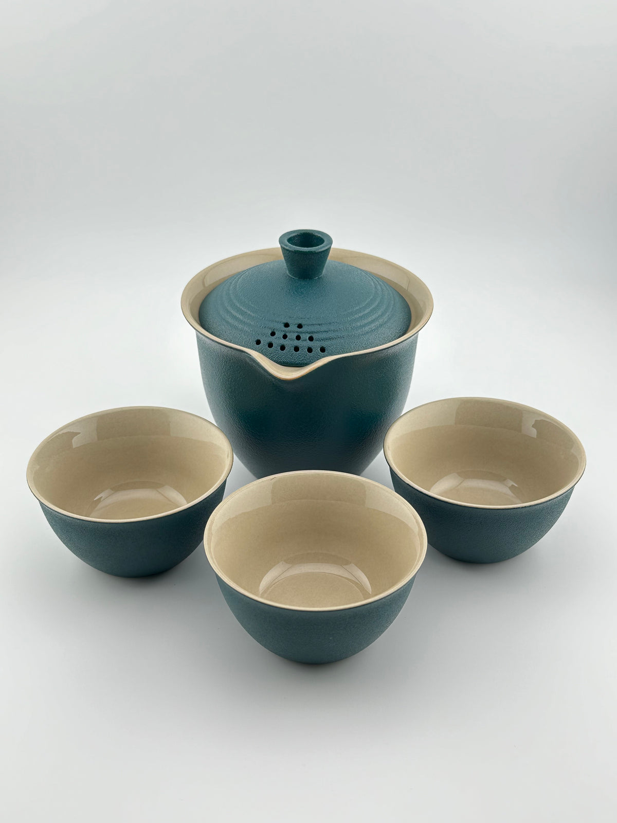 Portable Ceramic Tea Set, Kung Fu Tea Set, 1 Tea Pot with 3 Teacups and Bag