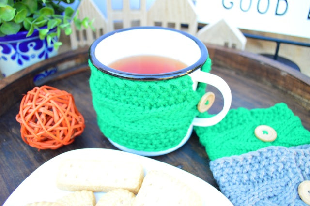 Handmade Crochet Pattern Mug Sleeve Cozy Knitted Tea Cup Cozy