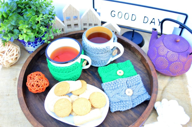 Handmade Crochet Pattern Mug Sleeve Cozy Knitted Tea Cup Cozy
