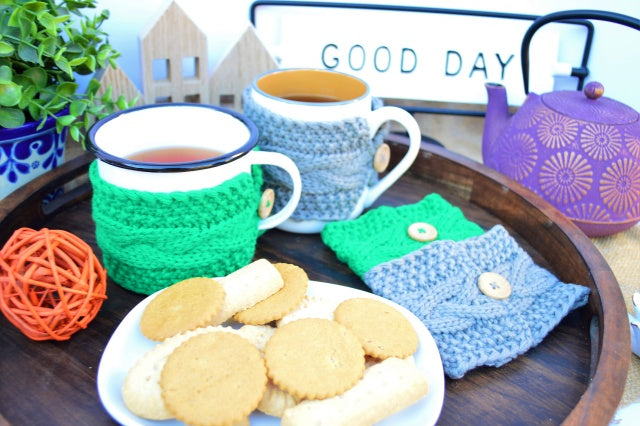 Handmade Crochet Pattern Mug Sleeve Cozy Knitted Tea Cup Cozy