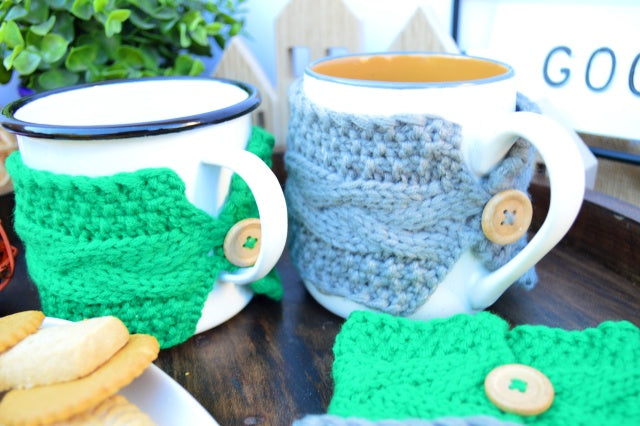 Handmade Crochet Pattern Mug Sleeve Cozy Knitted Tea Cup Cozy