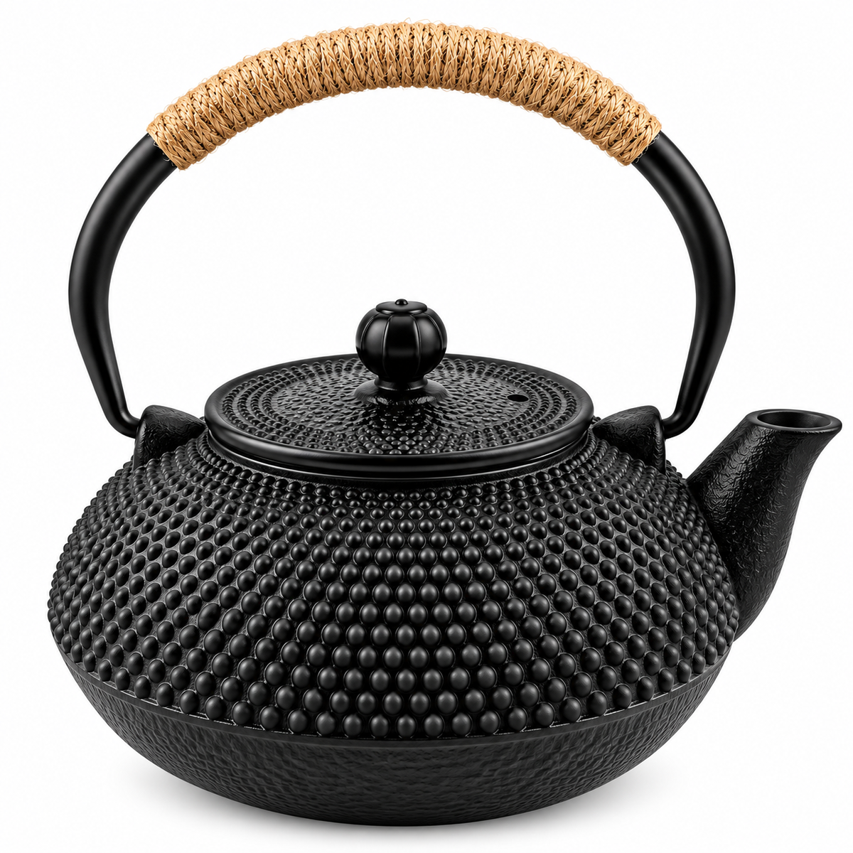 Japanese-Style Black Cast Iron Tetsubin Kettle – 600 ml | Uncoated Iron with Stainless Steel Infuser