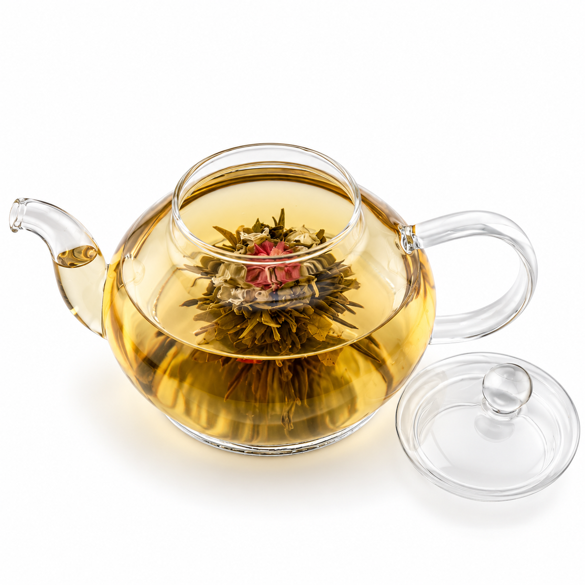 Oolong Mystere Artisan Blooming Tea – Hand-Tied Oolong with Amaranth & Nasturtium Flowers (6 Tea Balls)