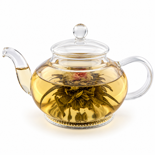 Oolong Mystere Artisan Blooming Tea – Hand-Tied Oolong with Amaranth & Nasturtium Flowers (6 Tea Balls)