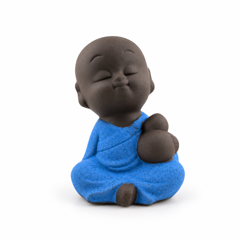Handmade Little Monk Tea Pet – Ceramic & Enamel Tea Table Figurine