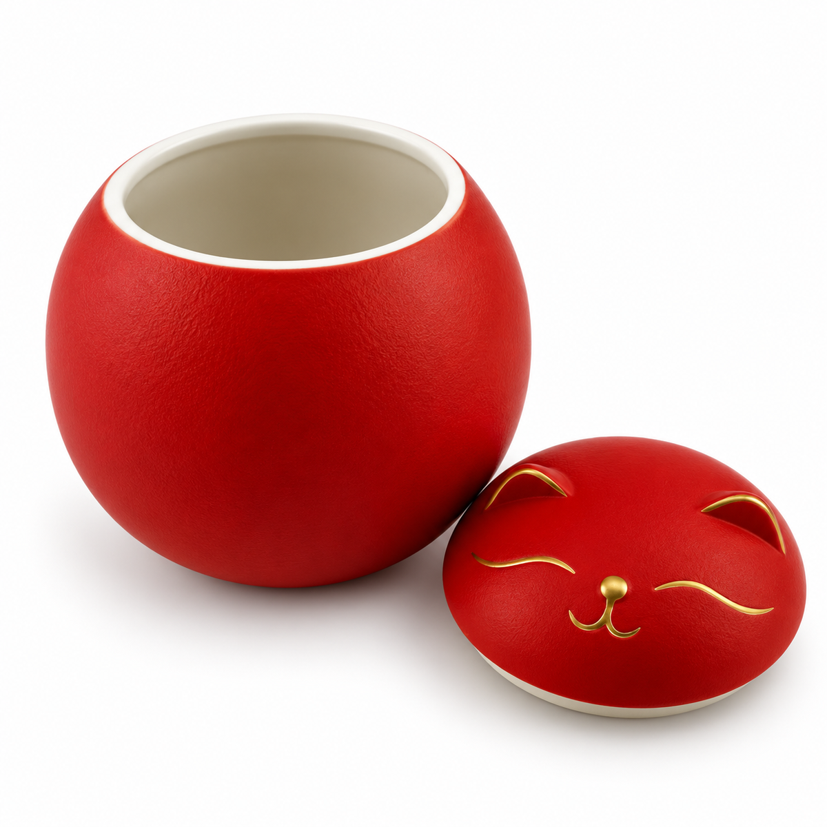 Lucky Cat Ceramic Tea Canister – Moisture-Proof Tea Storage Jar