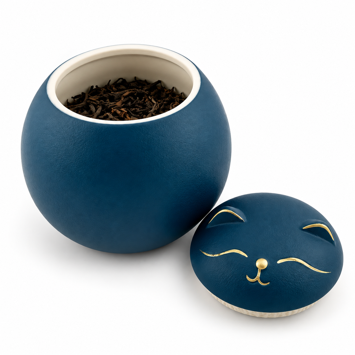 Lucky Cat Ceramic Tea Canister – Moisture-Proof Tea Storage Jar