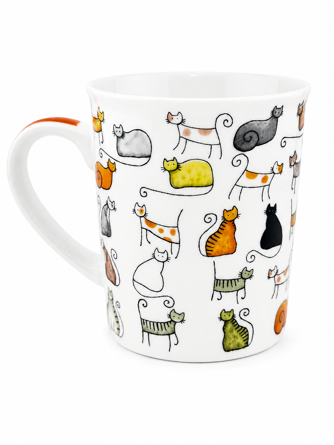 Herb Tea Cup “Dodo & Bodo” – Porcelain Cat Tea Mug with Stainless Steel Infuser & Lid, 8.5 oz