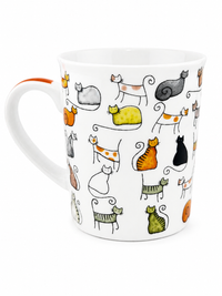 Herb Tea Cup “Dodo & Bodo” – Porcelain Cat Tea Mug with Stainless Steel Infuser & Lid, 8.5 oz