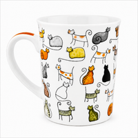 Herb Tea Cup “Dodo & Bodo” – Porcelain Cat Tea Mug with Stainless Steel Infuser & Lid, 8.5 oz