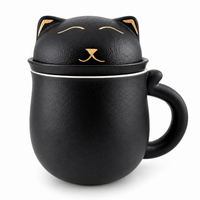 Cute Cat Ceramic Tea Mug with Infuser & Lid – 13.5 oz