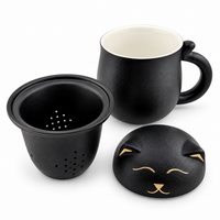 Cute Cat Ceramic Tea Mug with Infuser & Lid – 13.5 oz