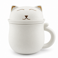 Cute Cat Ceramic Tea Mug with Infuser & Lid – 13.5 oz