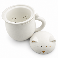 Cute Cat Ceramic Tea Mug with Infuser & Lid – 13.5 oz