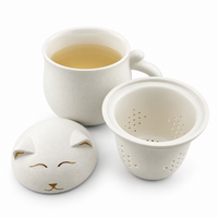 Cute Cat Ceramic Tea Mug with Infuser & Lid – 13.5 oz