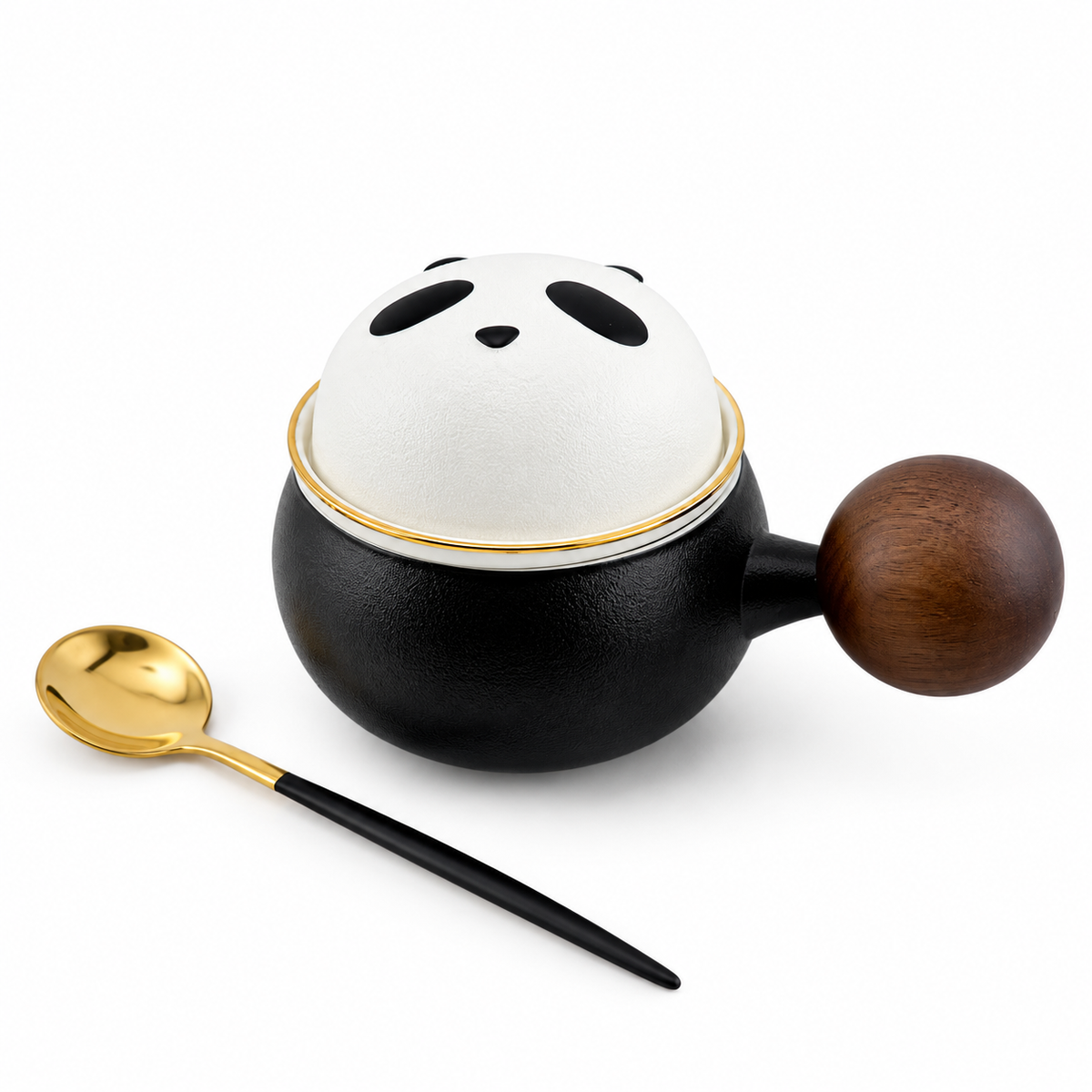 Panda Ceramic Travel Tea Mug with Infuser & Spoon – 220 ml