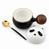 Panda Ceramic Travel Tea Mug with Infuser & Spoon – 220 ml