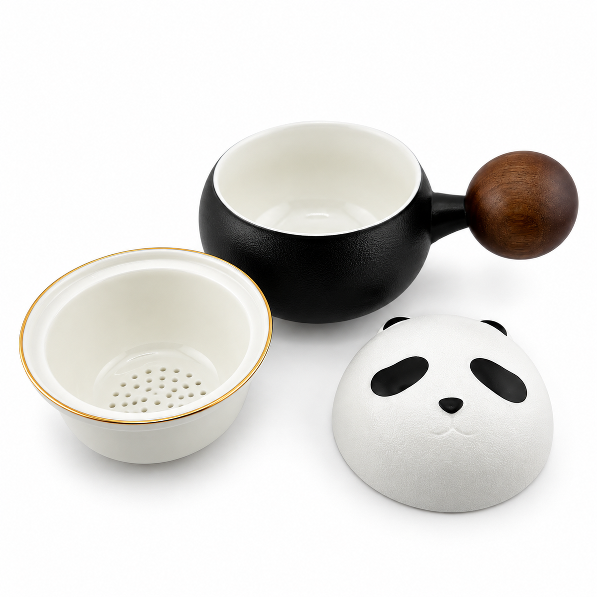 Panda Ceramic Travel Tea Mug with Infuser & Spoon – 220 ml