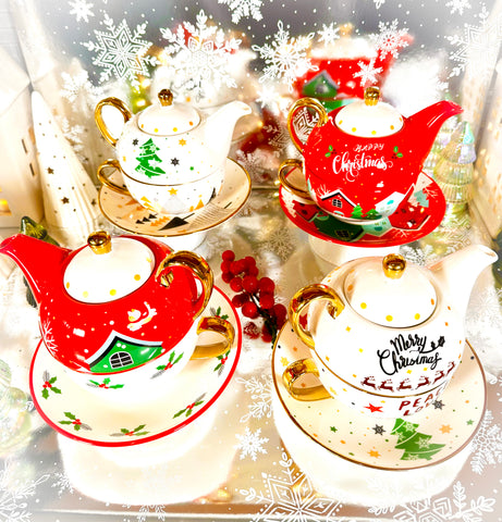 Christmas Teapot for One Gift Set