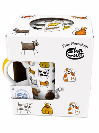 Herb Tea Cup “Dodo & Bodo” – Porcelain Dog Tea Mug with Stainless Steel Infuser & Lid, 8.5 oz