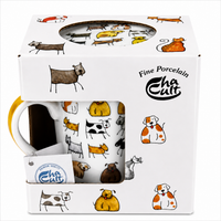 Herb Tea Cup “Dodo & Bodo” – Porcelain Dog Tea Mug with Stainless Steel Infuser & Lid, 8.5 oz