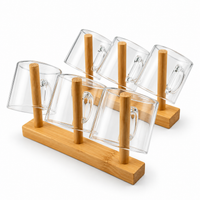 Modern Clear Glass Tea Maker Set with Bamboo Tray & 6 Cups – 1000 ml Borosilicate Teapot