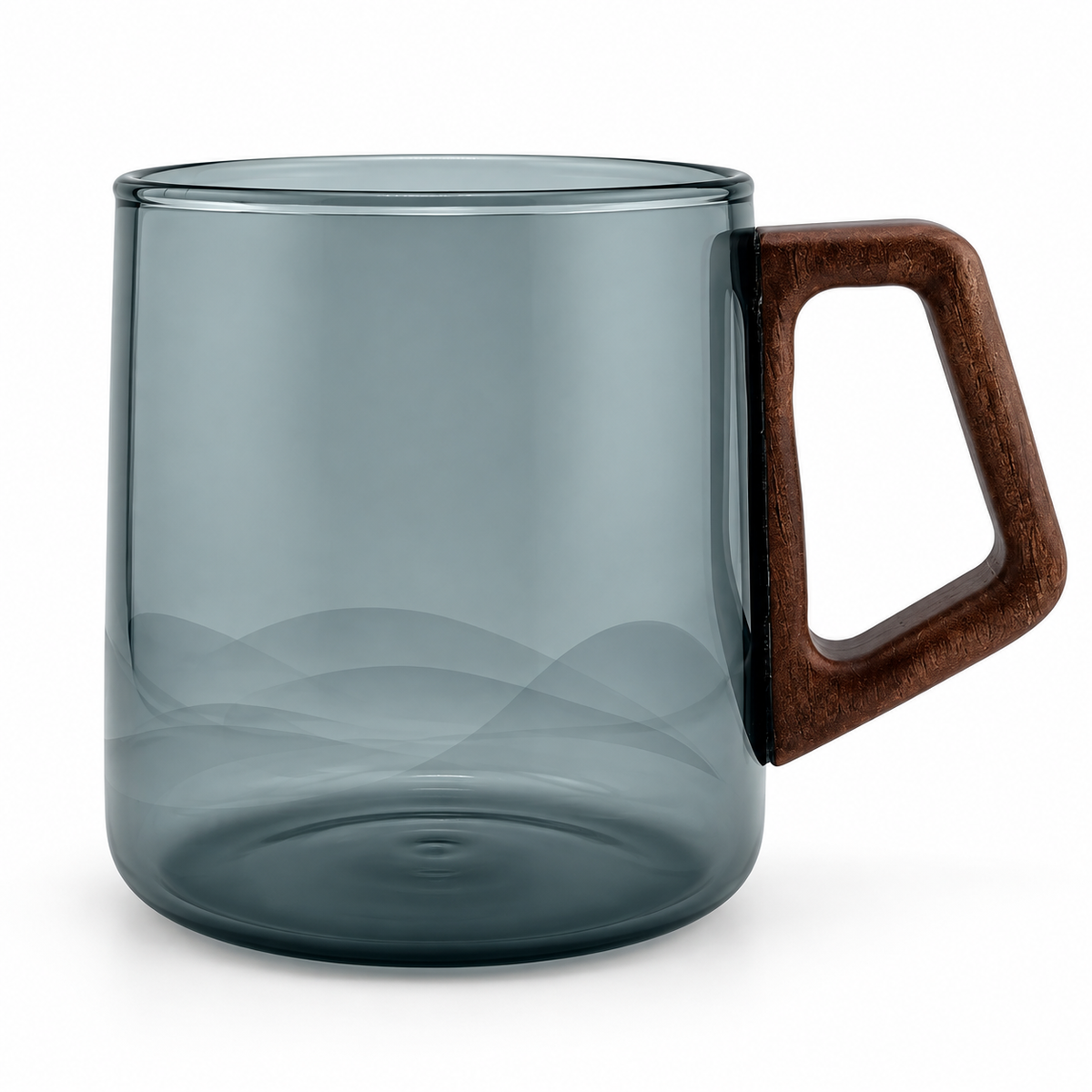 Modern Glass Tea Infuser Cup with Ceramic Filter & Wooden Handle – 400 ml