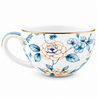 Blue Bird & Blossom Porcelain Tea Set – Elegant Floral Teaware with Gold Accents