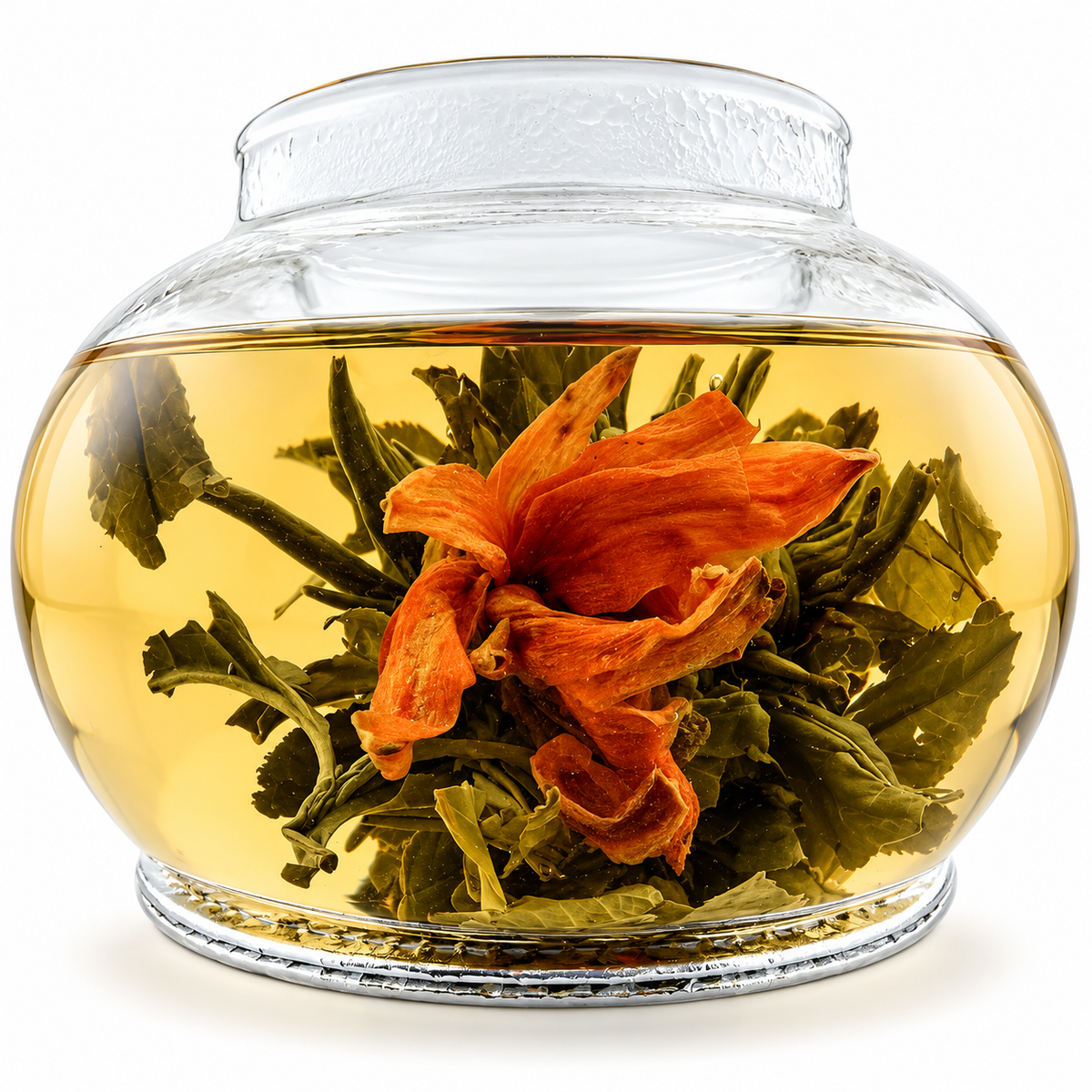 Ginseng Lily Artisan Blooming Green Tea – Hand-Tied Green Tea with Ginseng & Lily Flowers (6 Tea Balls)