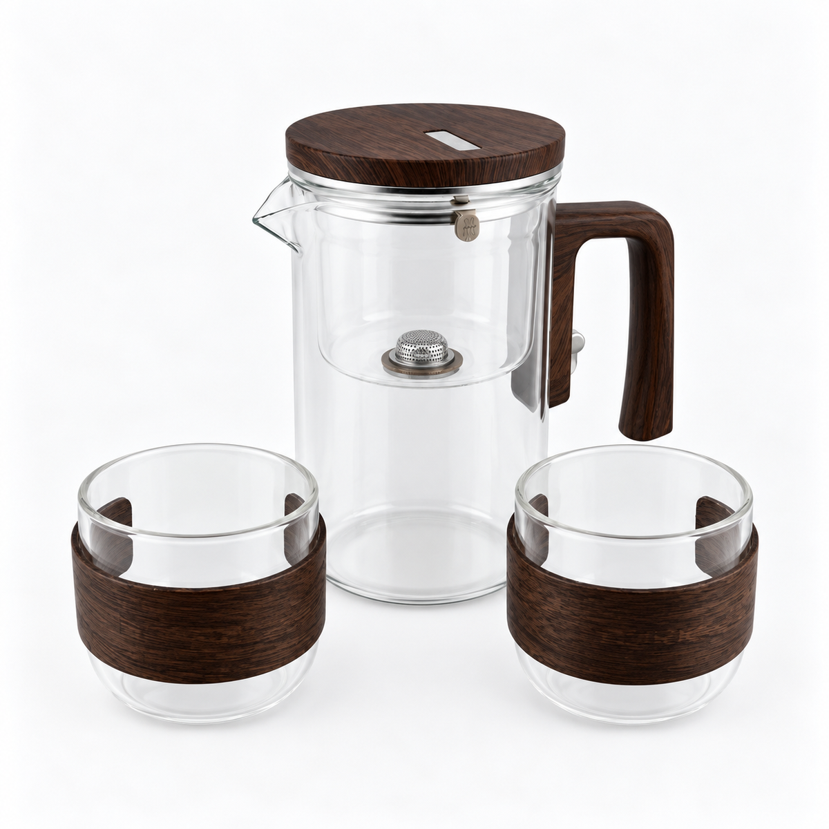 Magnetic Glass Tea Brewer Teapot Set with 2 Cups – 680 ml