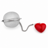 Heart Tea Ball Infuser with Red Heart Hanger – Stainless Steel Loose Leaf Tea Strainer