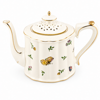 Vintage Gold-Gilded Floral Ceramic Teapot & Cup Set – English Afternoon Tea Collection