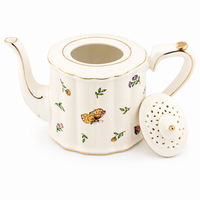 Vintage Gold-Gilded Floral Ceramic Teapot & Cup Set – English Afternoon Tea Collection