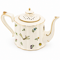 Vintage Gold-Gilded Floral Ceramic Teapot & Cup Set – English Afternoon Tea Collection