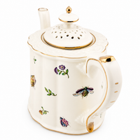 Vintage Gold-Gilded Floral Ceramic Teapot & Cup Set – English Afternoon Tea Collection