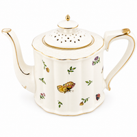 Vintage Gold-Gilded Floral Ceramic Teapot & Cup Set – English Afternoon Tea Collection