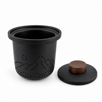 Portable Ceramic Travel Tea Set with Glass Teapot, Built-In Infuser & 3 Cups