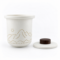 Portable Ceramic Travel Tea Set with Glass Teapot, Built-In Infuser & 3 Cups