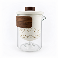 Portable Ceramic Travel Tea Set with Glass Teapot, Built-In Infuser & 3 Cups