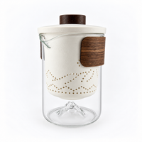 Portable Ceramic Travel Tea Set with Glass Teapot, Built-In Infuser & 3 Cups