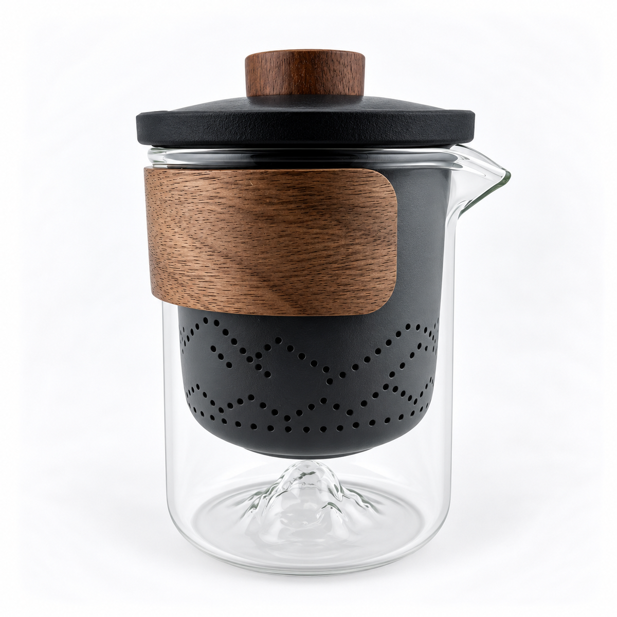Portable Ceramic Travel Tea Set with Glass Teapot, Built-In Infuser & 3 Cups