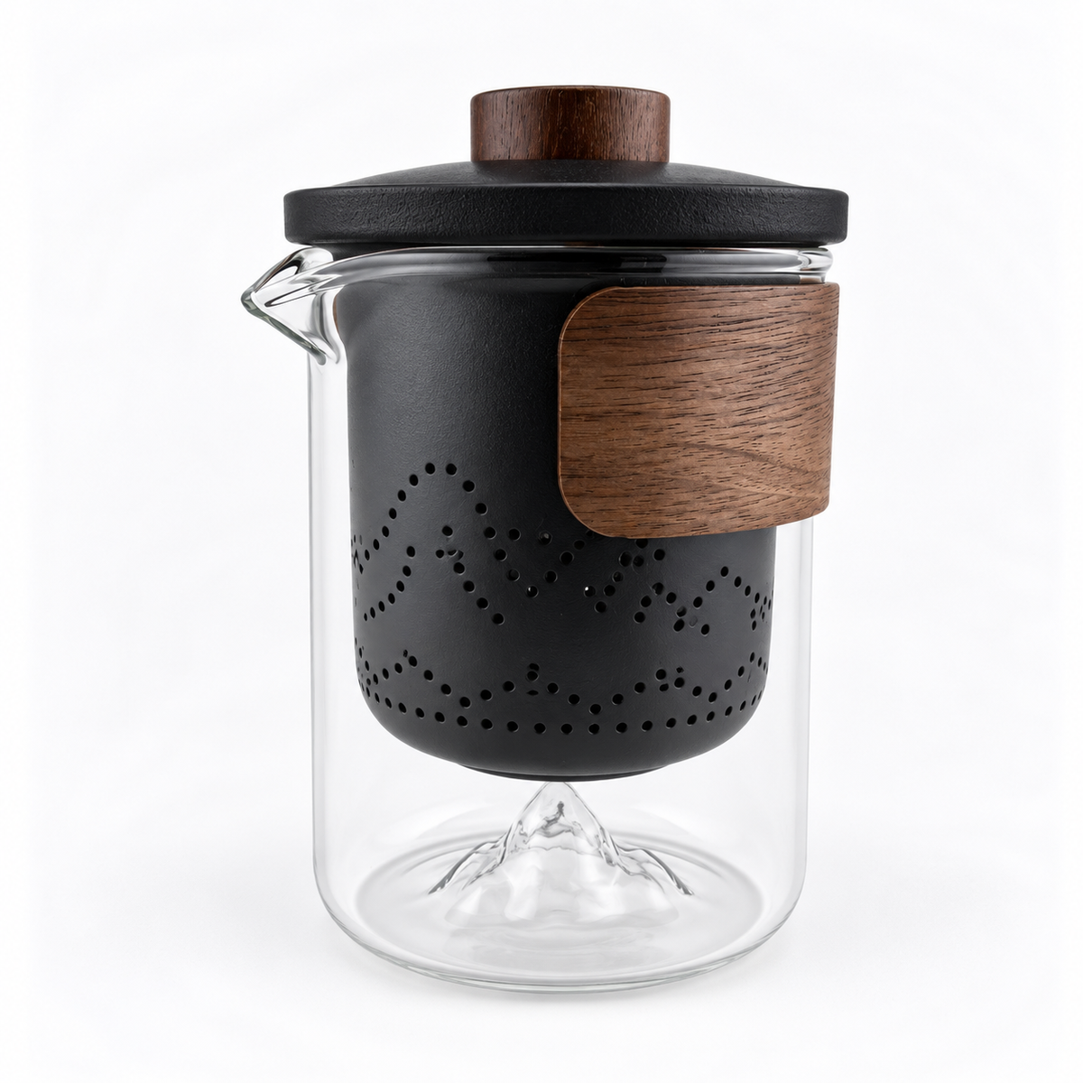 Portable Ceramic Travel Tea Set with Glass Teapot, Built-In Infuser & 3 Cups