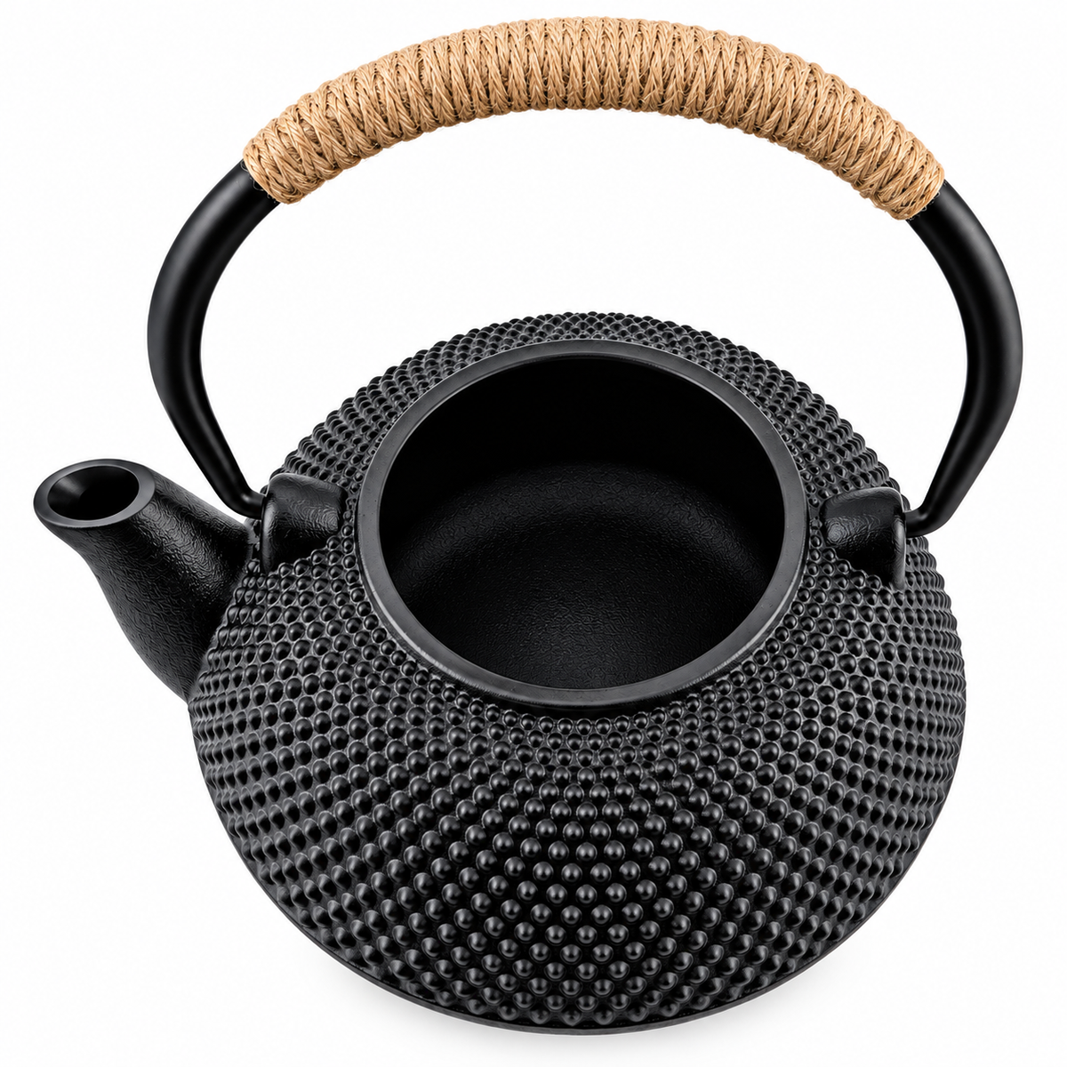 Japanese-Style Black Cast Iron Tetsubin Kettle – 600 ml | Uncoated Iron with Stainless Steel Infuser