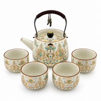 Imperial Elegance Ceramic Tea Set – Turquoise & Gold | 1 Teapot + 4 Cups