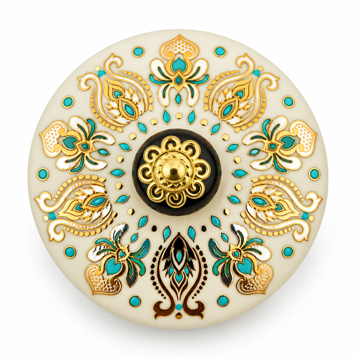 Imperial Elegance Ceramic Tea Set – Turquoise & Gold | 1 Teapot + 4 Cups
