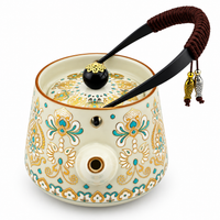Imperial Elegance Ceramic Tea Set – Turquoise & Gold | 1 Teapot + 4 Cups